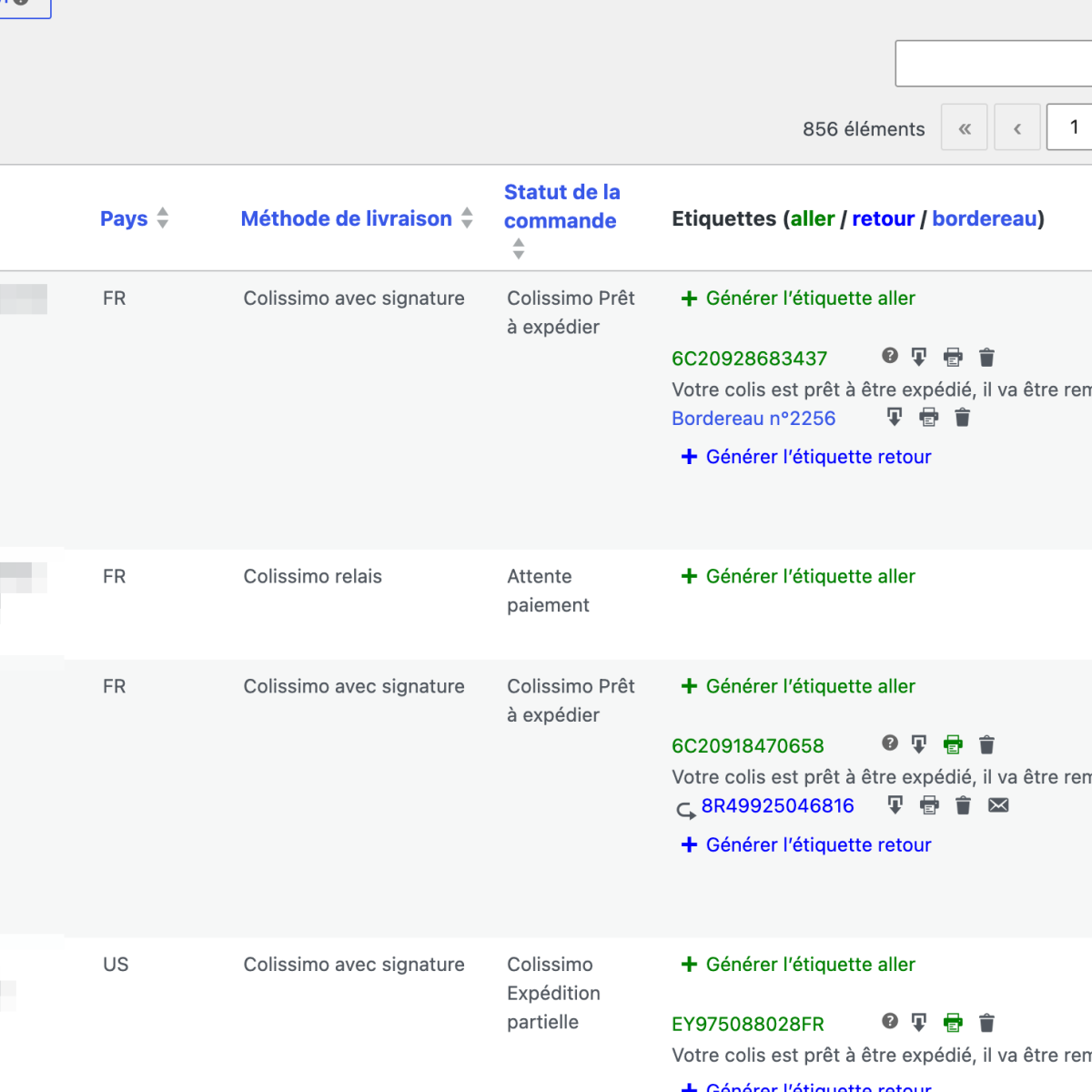 Commandes d'une boutique en ligne avec génération automatique des étiquettes Colissimo